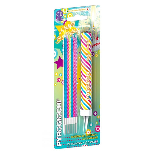 Feuerwerk Partybrunnen Happy Birthday + 12 Kerzen