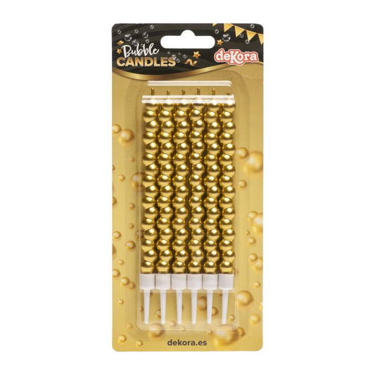 6er-Set goldene Bubble-Kerzen – 14 cm von Dekora