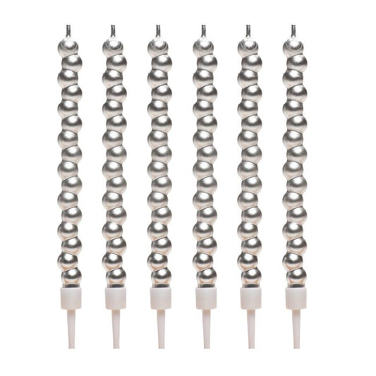 6er-Set silberne Bubble-Kerzen – 14 cm von Dekora