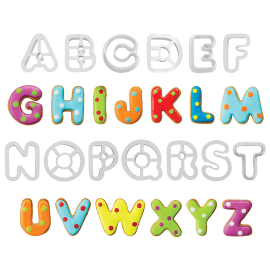 PME Alphabet-Ausstecher Set – 26-teiliges Buchstaben-Set für kreative Tortendekorationen