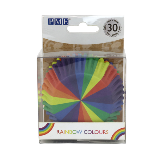 Cupcake-Förmchen mit Folienbeschichtung – Regenbogenfarben – 30 Stück