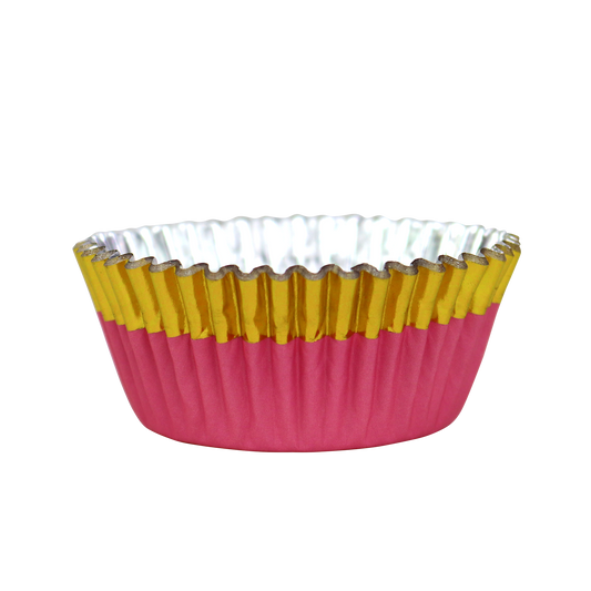 Cupcake-Förmchen mit Folienbeschichtung – Pfirsich mit goldener Verzierung – 30 Stück