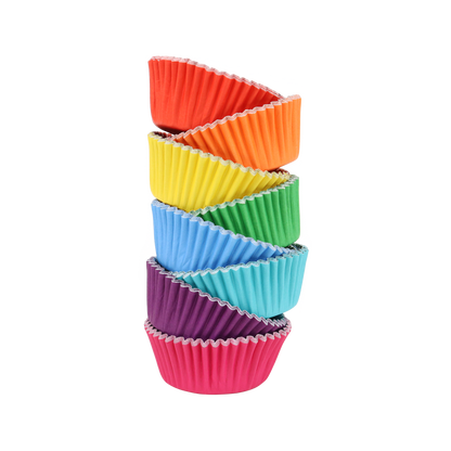 Cupcake-Förmchen mit Folienbeschichtung – Regenbogen – 100 Stück