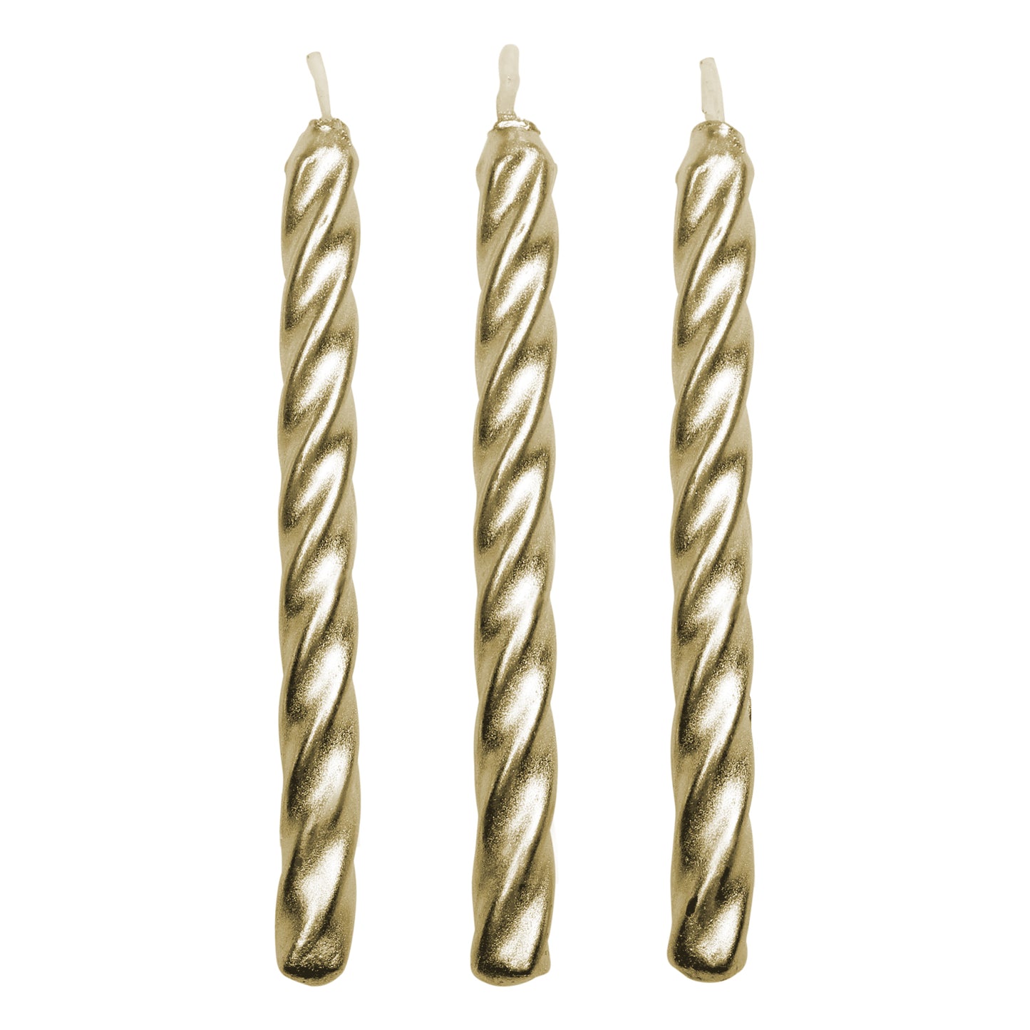 Kerzen – Gold Twist mit Haltern – 10 Stück (6,2 cm)
