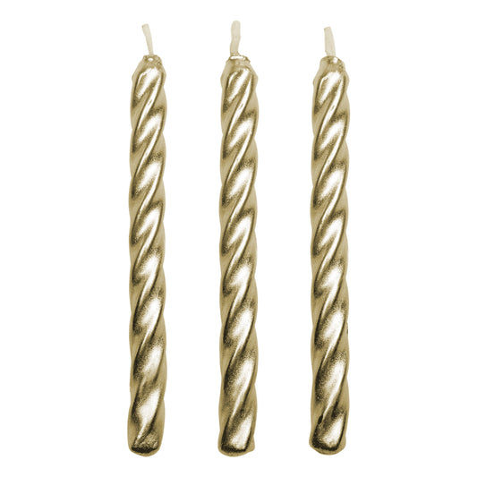Kerzen – Gold Twist mit Haltern – 10 Stück (6,2 cm)