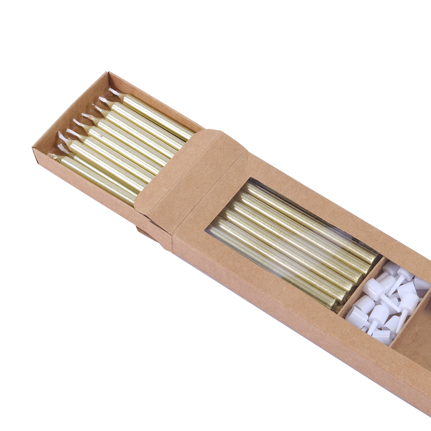 Kerzen – Gold Extra Hoch mit Haltern – 16 Stück (18 cm)