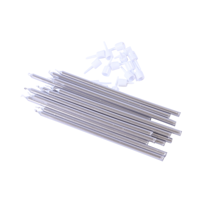 Kerzen – Silber Extra Hoch mit Haltern – 16 Stück (18 cm)