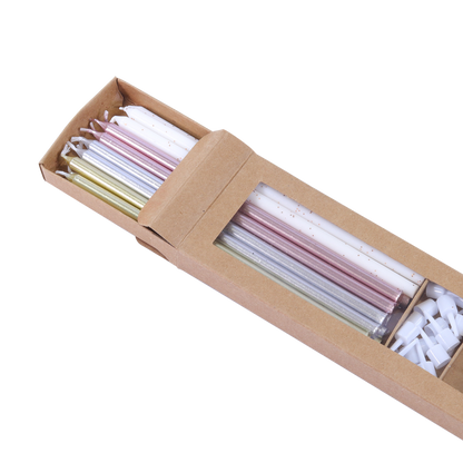 Kerzen – Gemischte Farben mit Haltern – 16 Stück (18 cm)