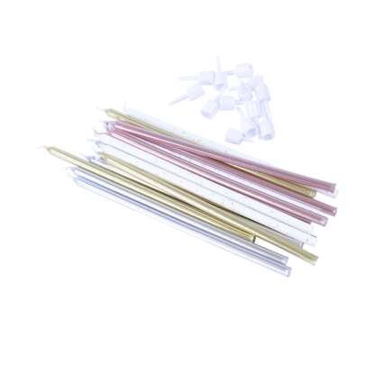 Kerzen – Gemischte Farben mit Haltern – 16 Stück (18 cm)