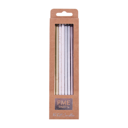 Kerzen – Gemischte Farben mit Haltern – 16 Stück (18 cm)