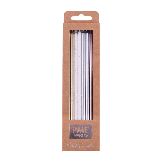 Kerzen – Gemischte Farben mit Haltern – 16 Stück (18 cm)