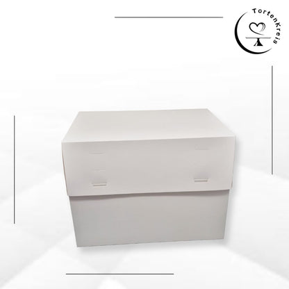 Weiße Tortenbox – Höhenverstellbar – 40 x 30 x 20 bis 30 cm