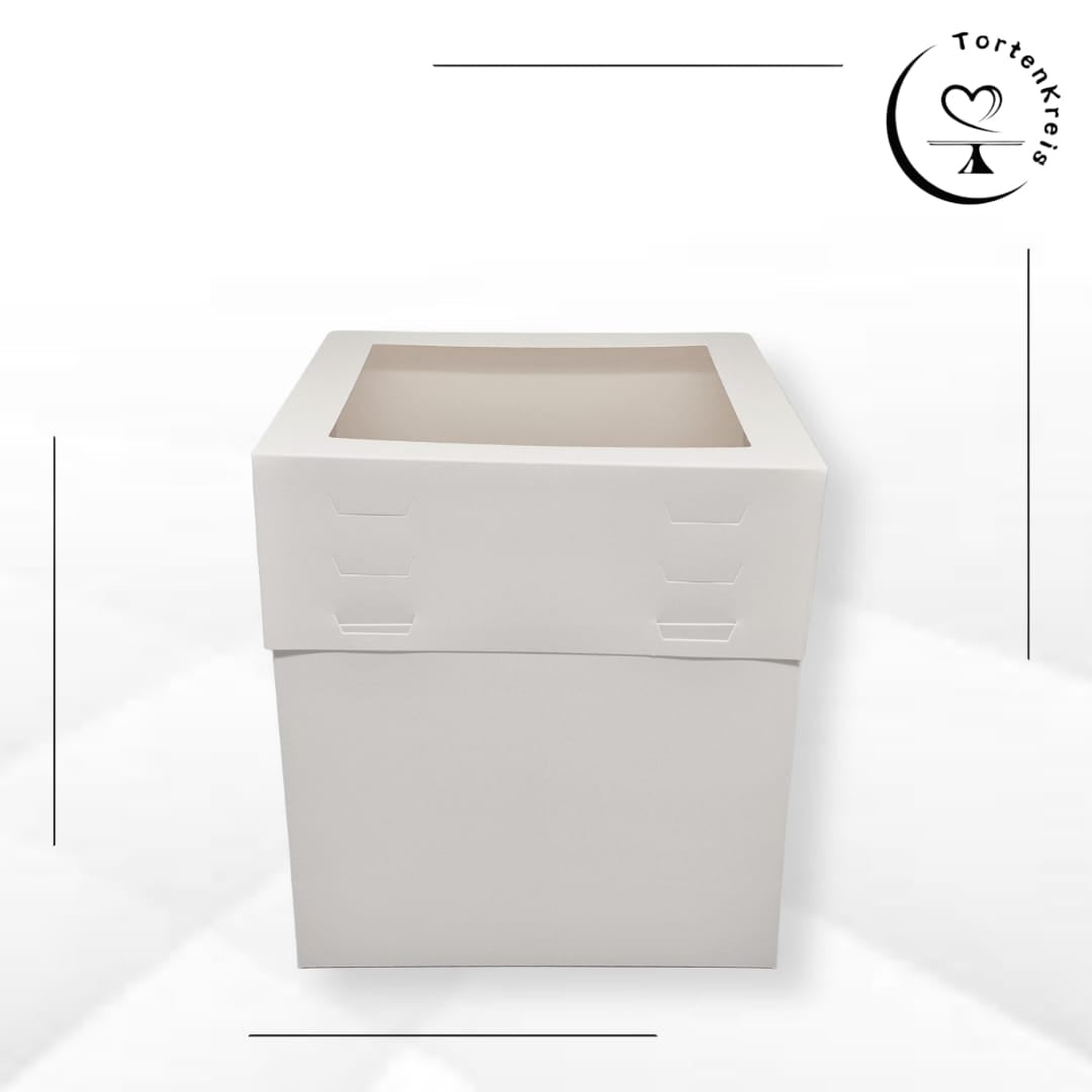 Höhenverstellbare Tortenbox mit Sichtfenster – 30 x 30 x 20 bis 30 cm