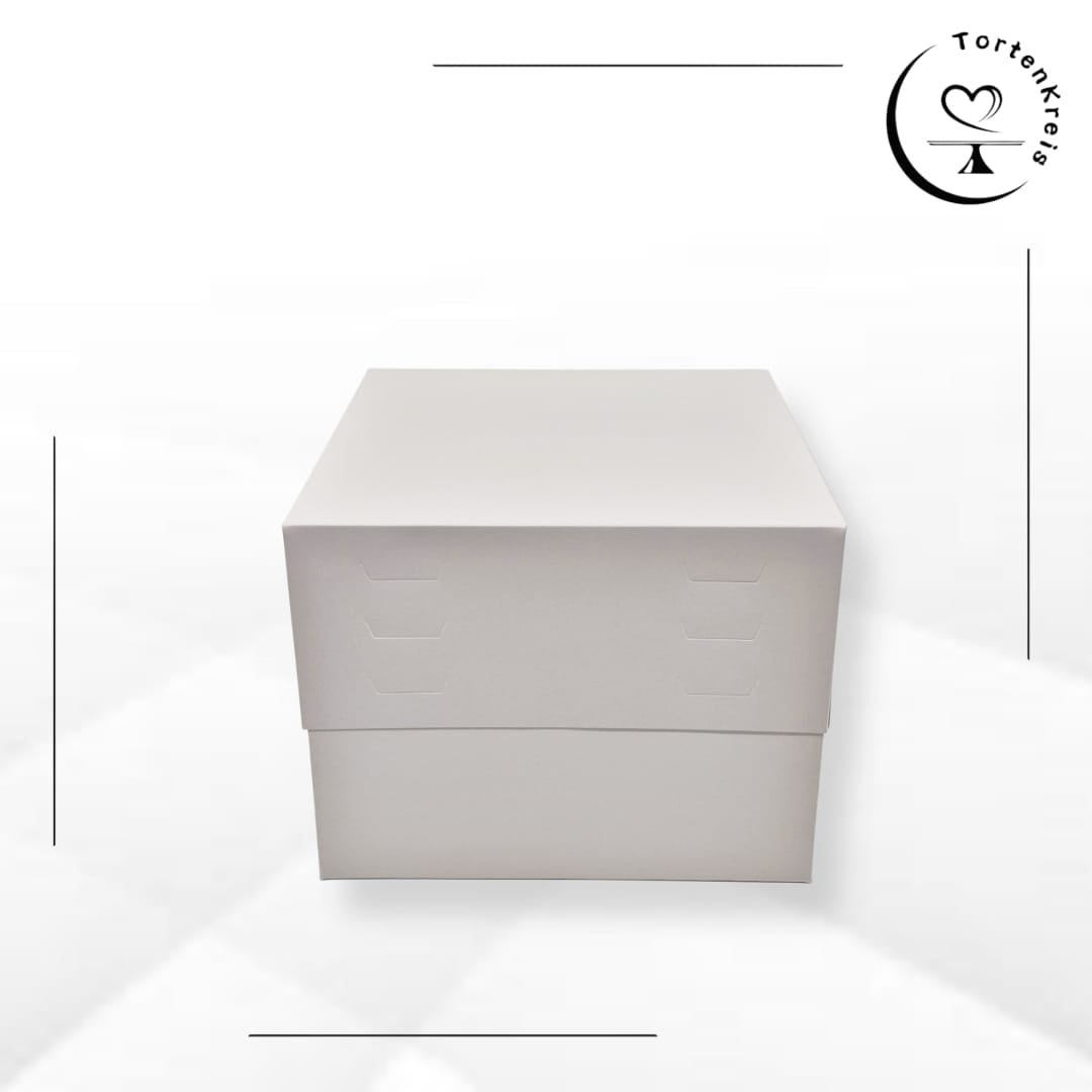 5er Set - Weiße Tortenbox – Höhenverstellbar – 30 x 30 x 20 bis 30 cm