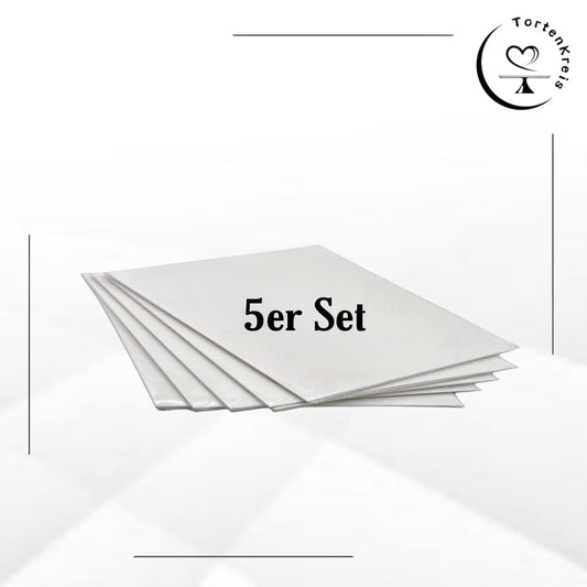 5er Set - Weiße Tortenbox – Höhenverstellbar – 40 x 30 x 20 bis 30 cm