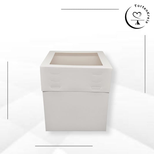Höhenverstellbare Tortenbox mit Sichtfenster – 25 x 25 x 20 bis 30 cm