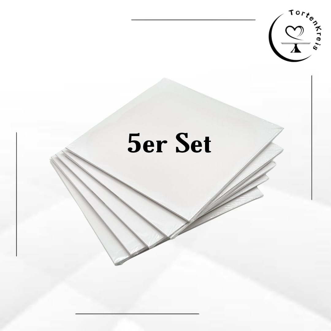 5er Set - Weiße Tortenbox – Höhenverstellbar – 25 x 25 x 20 bis 30 cm