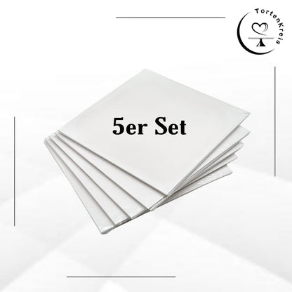 5er Set - Weiße Tortenbox – Höhenverstellbar – 25 x 25 x 20 bis 30 cm