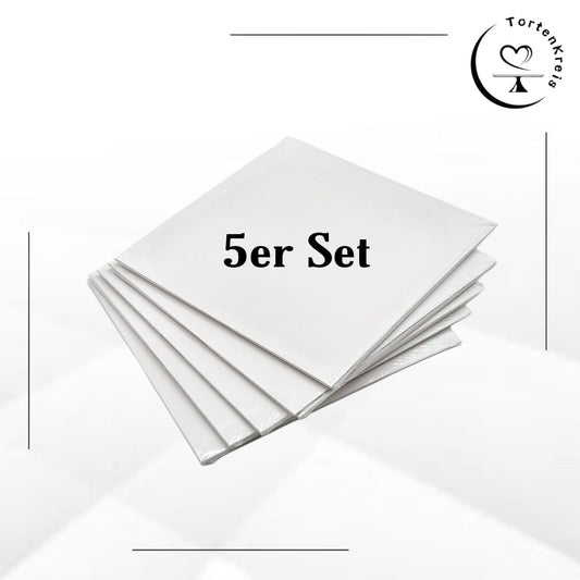 5er Set - Weiße Tortenbox – Höhenverstellbar – 25 x 25 x 20 bis 30 cm