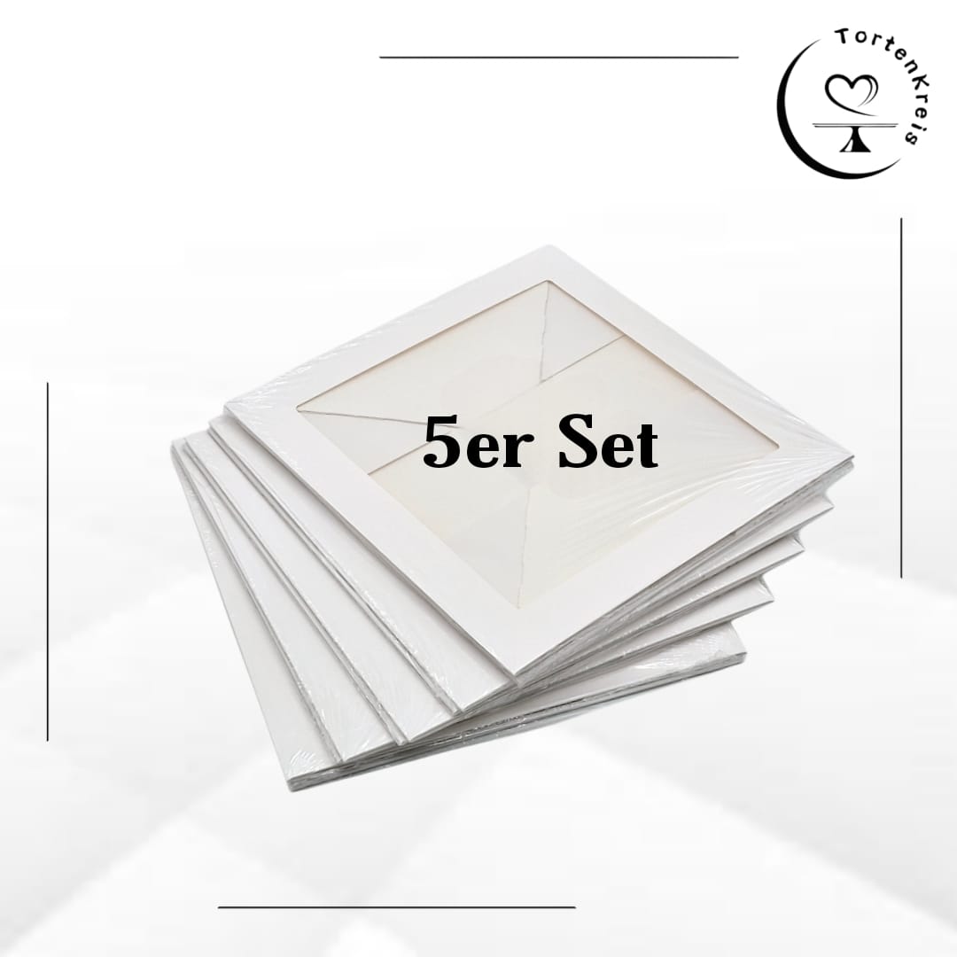 5er Set - Höhenverstellbare Tortenbox mit Sichtfenster – 30 x 30 x 20 bis 30 cm