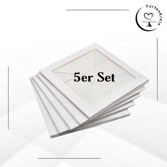 5er Set - Höhenverstellbare Tortenbox mit Sichtfenster – 30 x 30 x 20 bis 30 cm