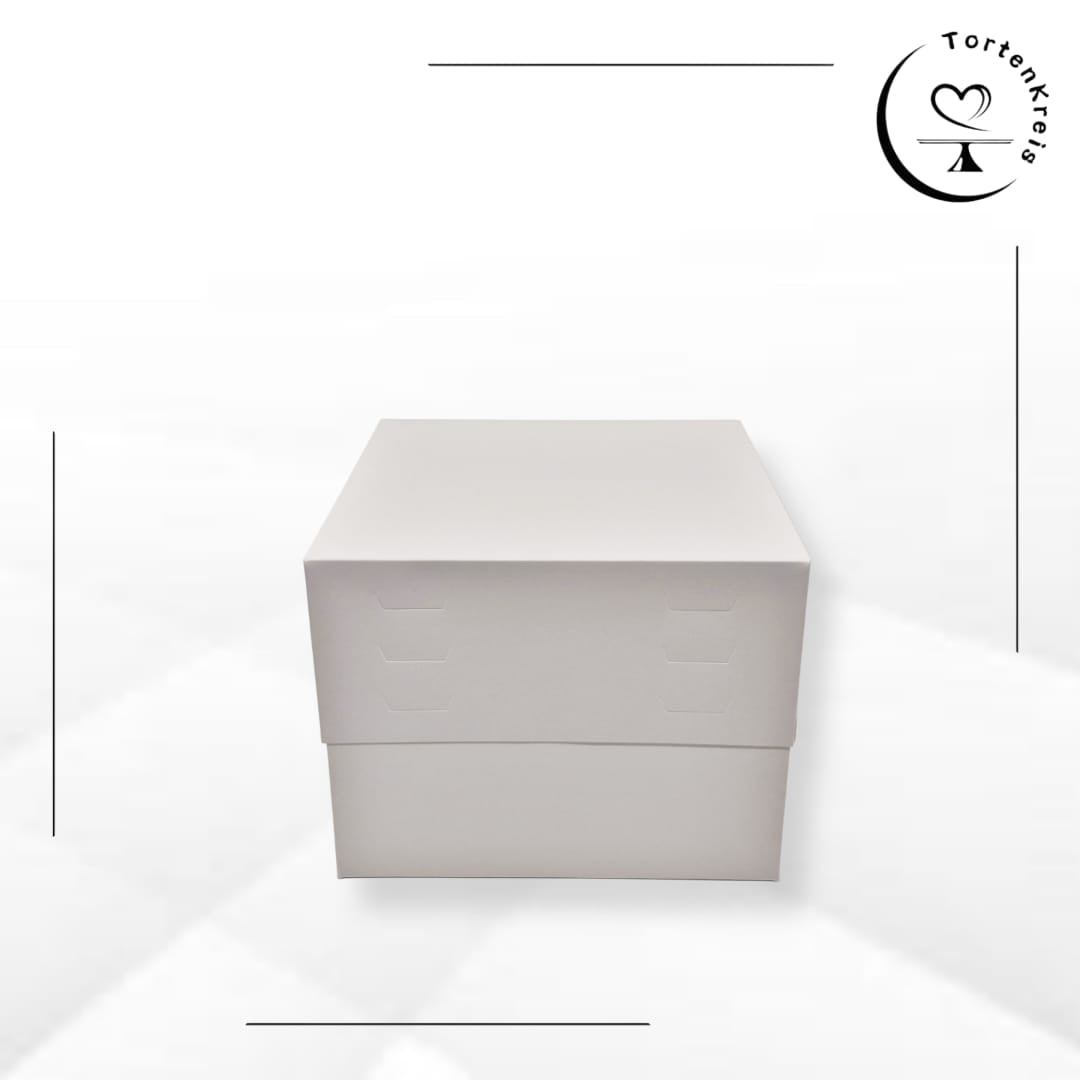 5er Set - Weiße Tortenbox – Höhenverstellbar – 25 x 25 x 20 bis 30 cm