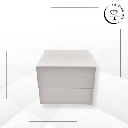 5er Set - Weiße Tortenbox – Höhenverstellbar – 25 x 25 x 20 bis 30 cm