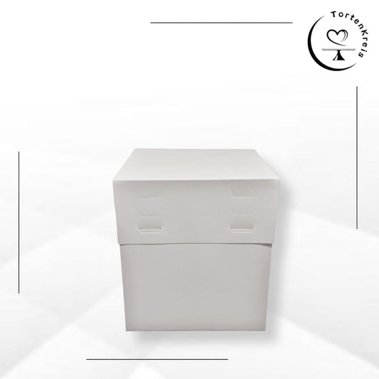Weiße Tortenbox – Höhenverstellbar – 25 x 25 x 20 bis 30 cm