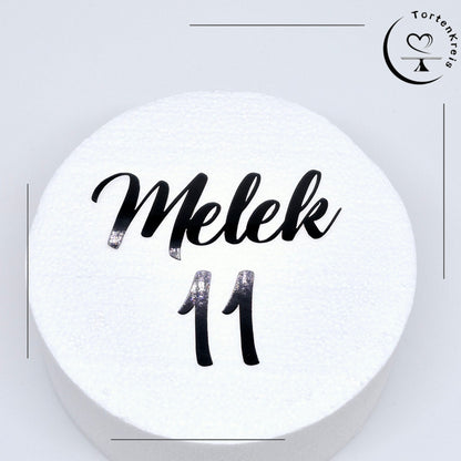 Personalisierter Topper mit Name und Zahl