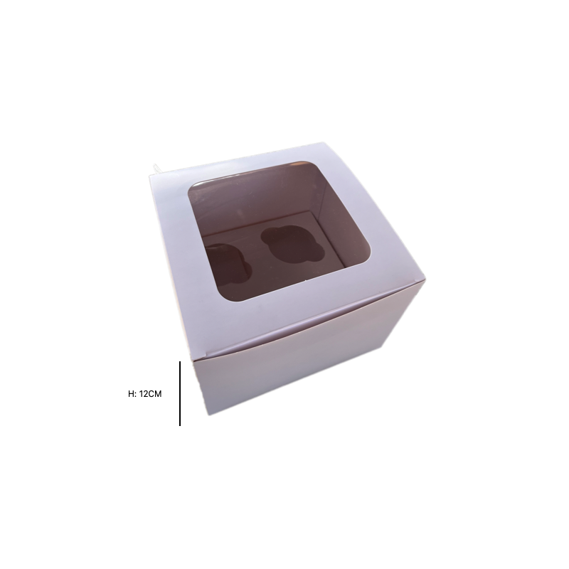 Hohe Cupcake-Box für 4 Stück – Höhe 12 cm – Extrahoch