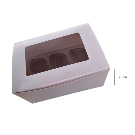 Hohe Cupcake-Box für 6 Stück – 12 cm Innenhöhe – Weiß - Extrahoch