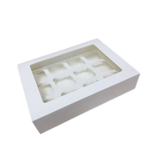 Cupcake-Box für 12 Stück – Weiß – mit Einsatz