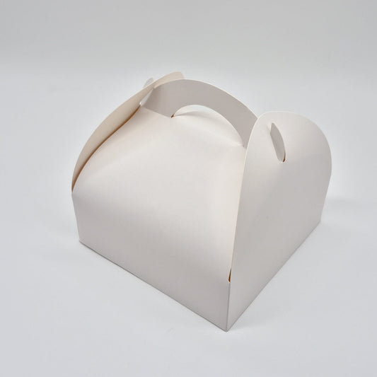 Weiße Kuchen- & Gebäckbox mit Henkel – 18 x 18 x 6 cm (5 Stück)