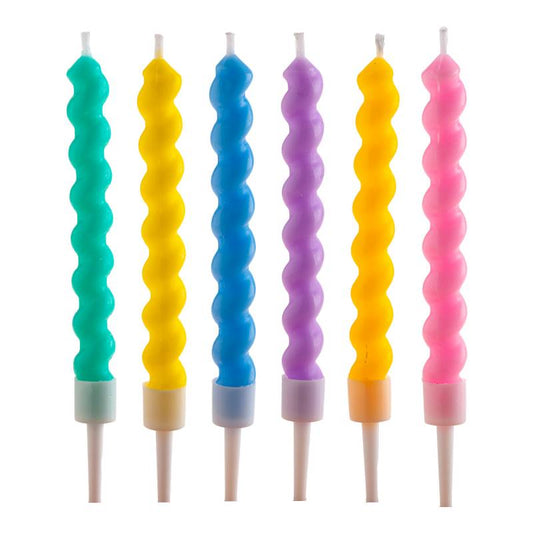 Twisted Geburtstagskerzen – Bunt – 10 cm – Dekora (6 Stück)