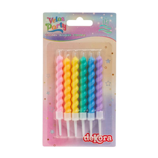 Twisted Geburtstagskerzen – Bunt – 10 cm – Dekora (6 Stück)